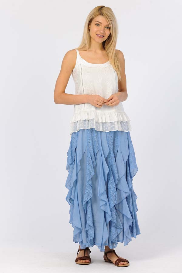 Lace Ruffle Skirt - Blue
